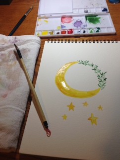 Wet paint! And yes, that is a traditional calligraphy brush